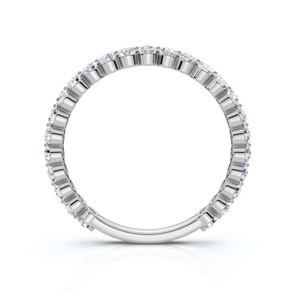 0.50-5 CTW Round Brilliant Cut Lab Grown Diamond Bubble Micro-Prong Stacking Band in 14K White Gold