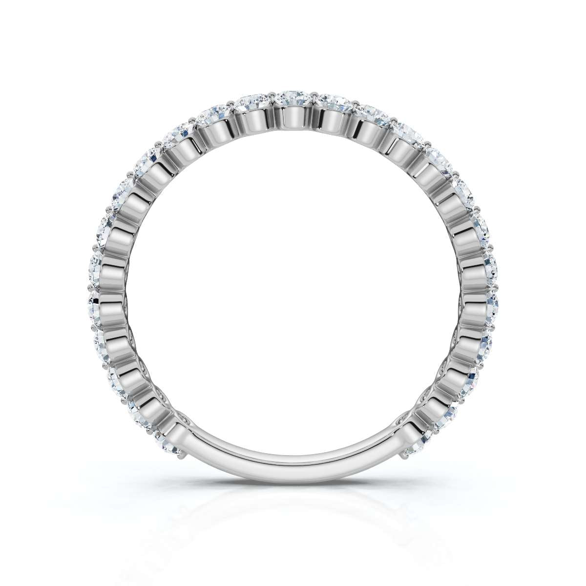 0.50-5 CTW Round Brilliant Cut Lab Grown Diamond Bubble Micro-Prong Stacking Band in 14K White Gold