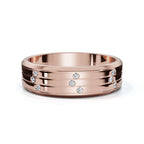 0.24 CTW Round Diamond Grooved Constellation Wedding Band in 14K Rose Gold Ring