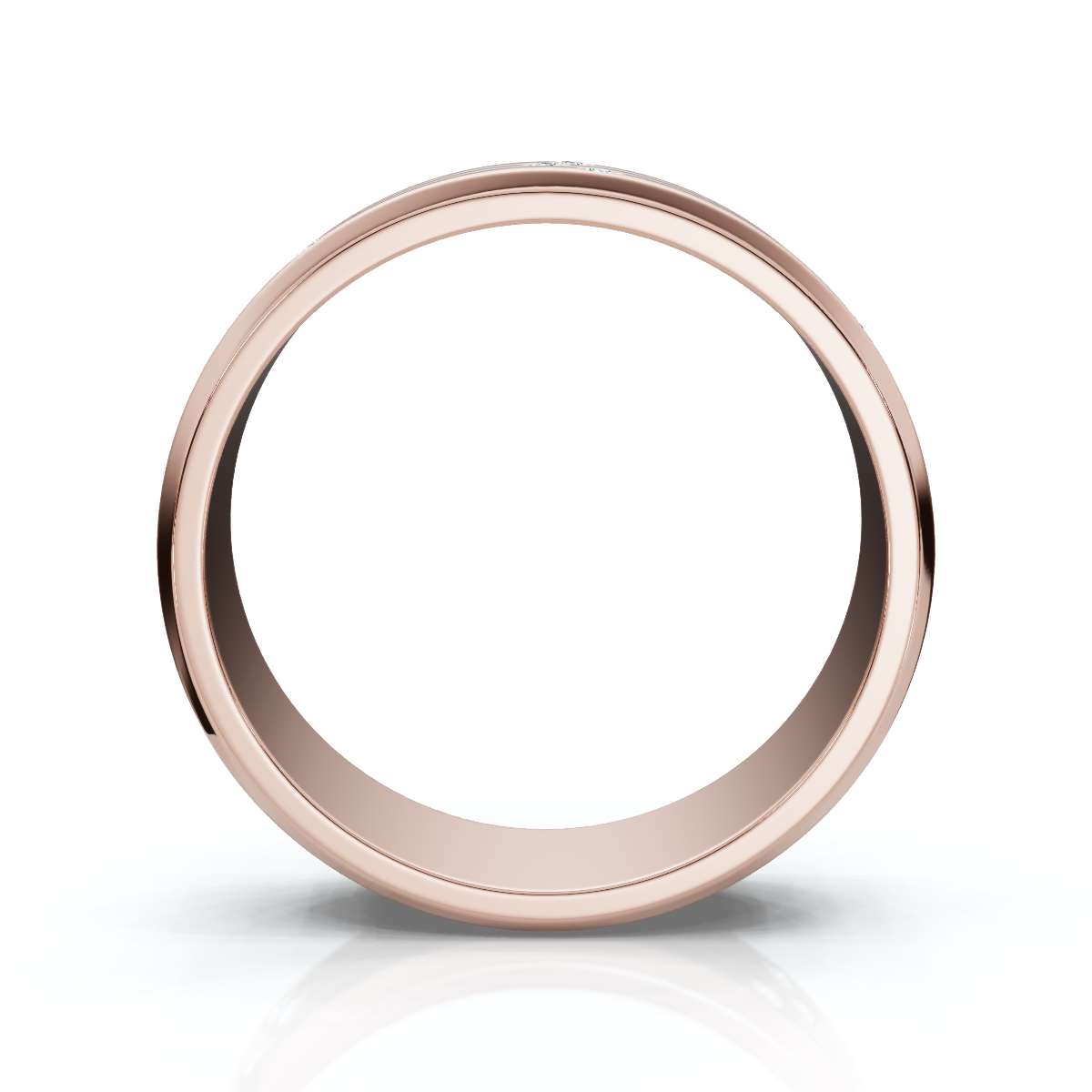 0.24 CTW Round Diamond Grooved Constellation Wedding Band in 14K Rose Gold Ring