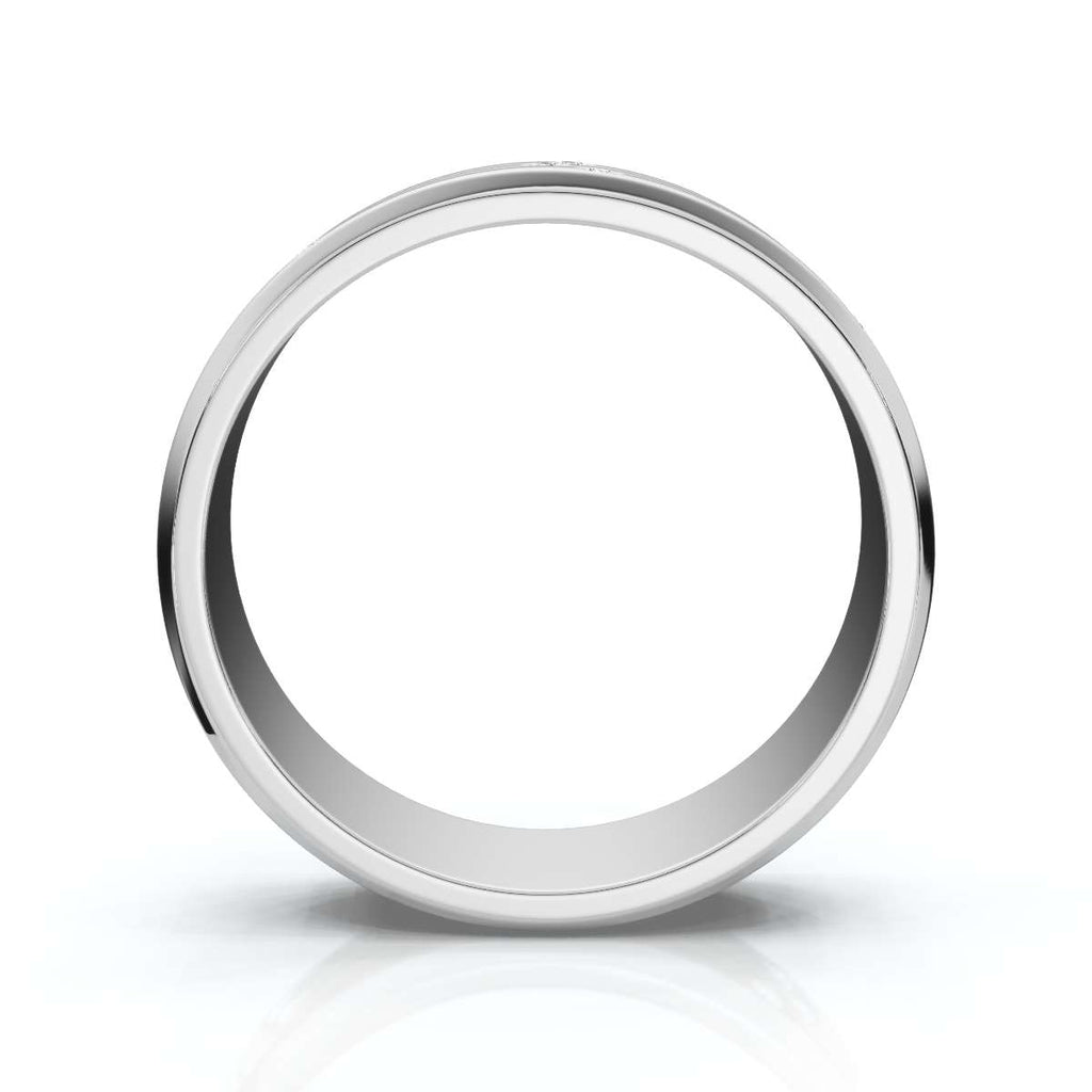 0.24-3 CTW Round Diamond Grooved Constellation Wedding Band in 14K White Gold Ring