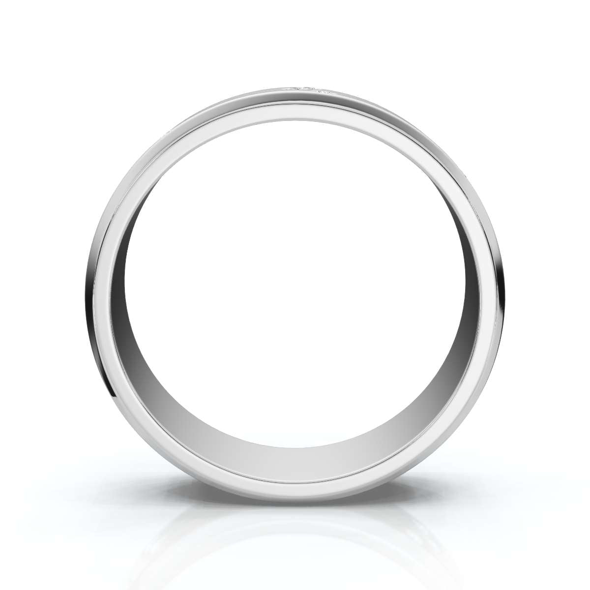 0.24 CTW Round Diamond Grooved Constellation Wedding Band in 18K White Gold Ring