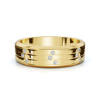0.24 CTW Round Diamond Grooved Constellation Wedding Band in 14K Yellow Gold Ring