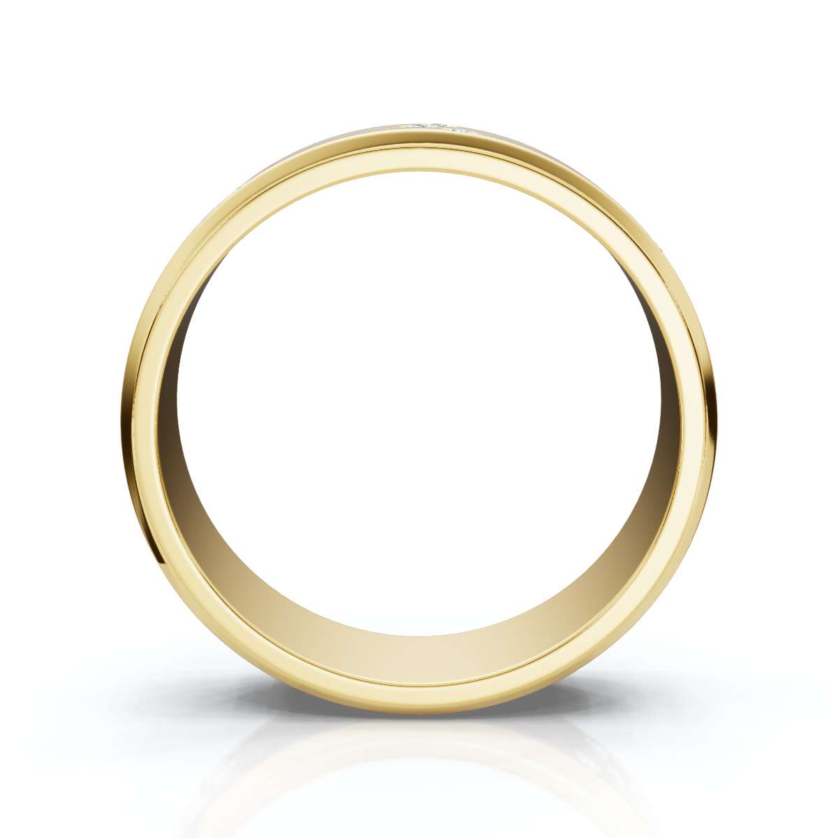 0.24 CTW Round Diamond Grooved Constellation Wedding Band in 14K Yellow Gold Ring