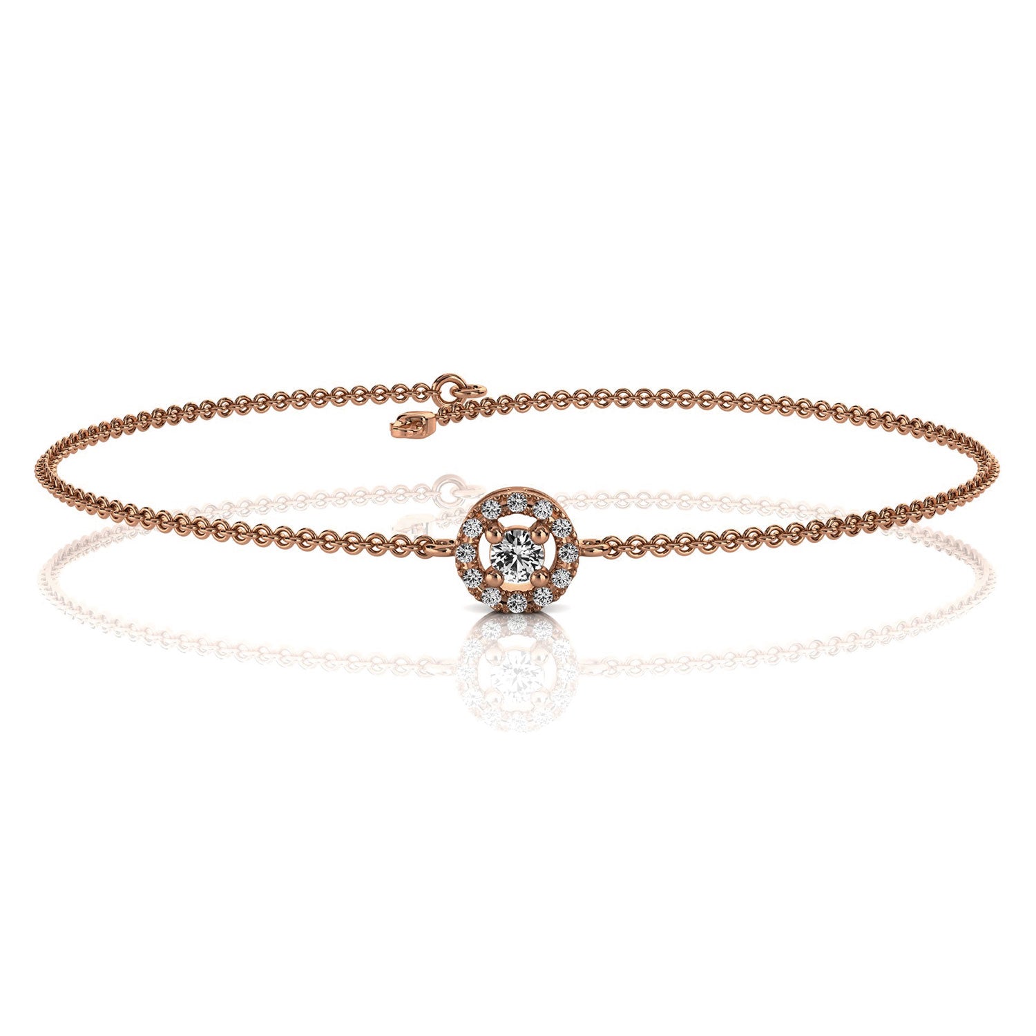 The Cirque Halo: 0.17 CTW Round Lab-Grown Diamond Floating Circle Chain Bracelet 14K Gold