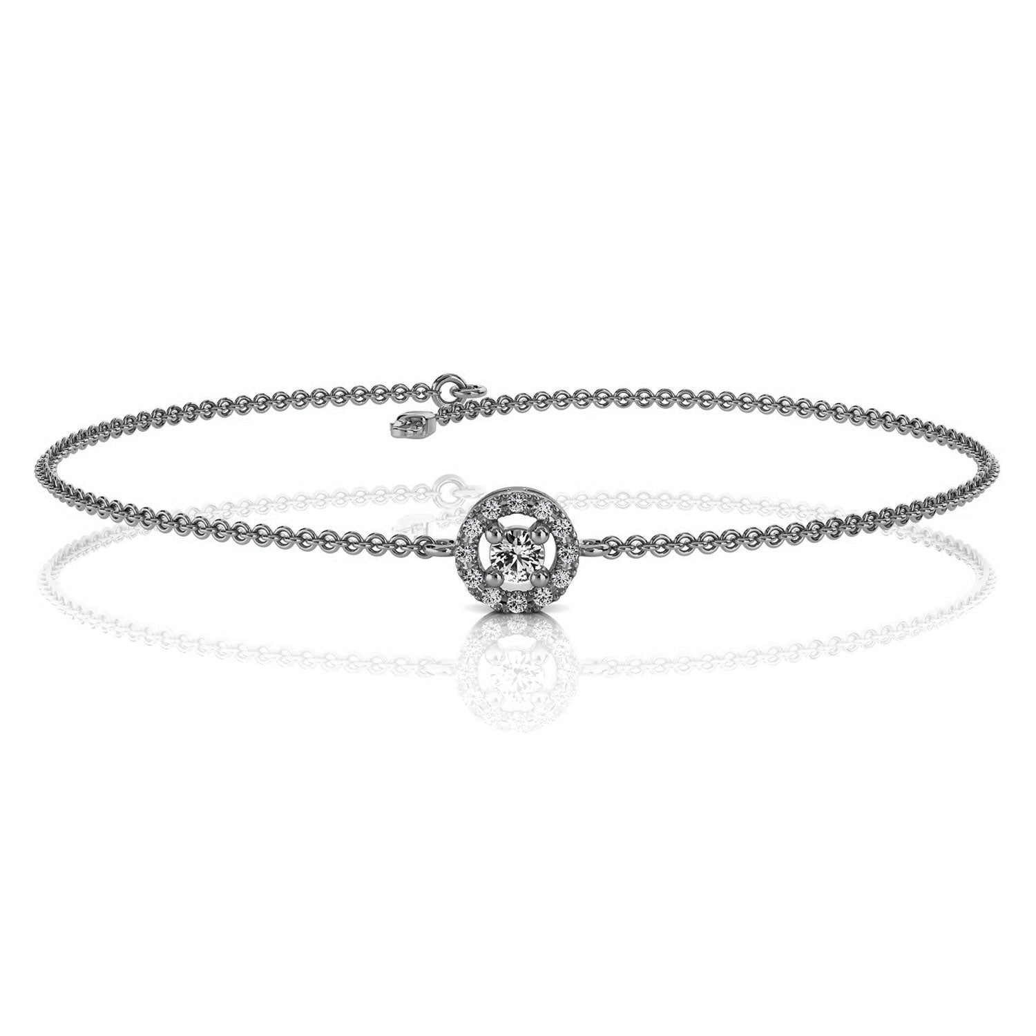 The Cirque Halo: 0.17 CTW Round Lab-Grown Diamond Floating Circle Chain Bracelet 14K Gold