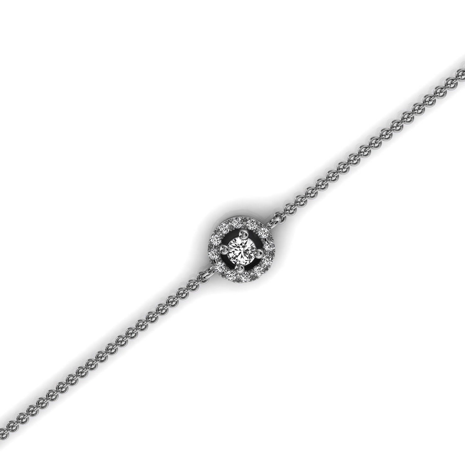 The Cirque Halo: 0.17 CTW Round Lab-Grown Diamond Floating Circle Chain Bracelet 14K Gold