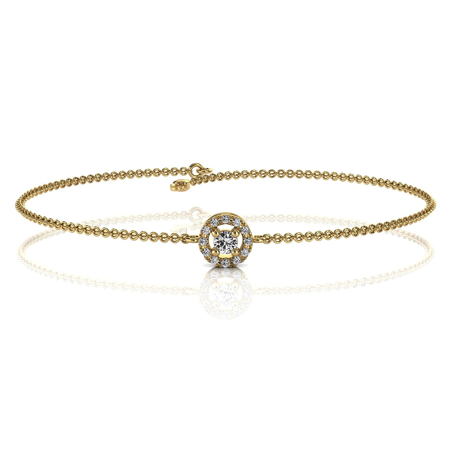 The Cirque Halo: 0.17 CTW Round Lab-Grown Diamond Floating Circle Chain Bracelet 14K Gold