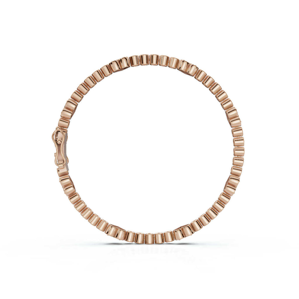 The Amour Link: 1.89 CTW Alternating Bezel & Heart Diamond Eternity Bracelet 14K-18K Gold/Platinum