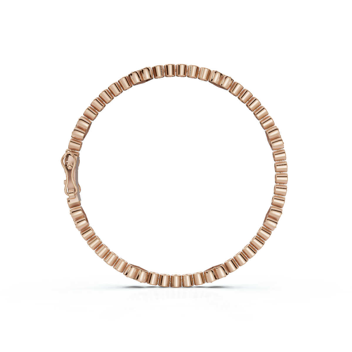 The Amour Link: 1.89 CTW Alternating Bezel & Heart Diamond Eternity Bracelet 14K-18K Gold/Platinum