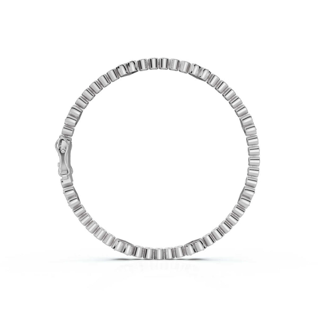 The Amour Link: 1.89 CTW Alternating Bezel & Heart Diamond Eternity Bracelet 14K-18K Gold/Platinum