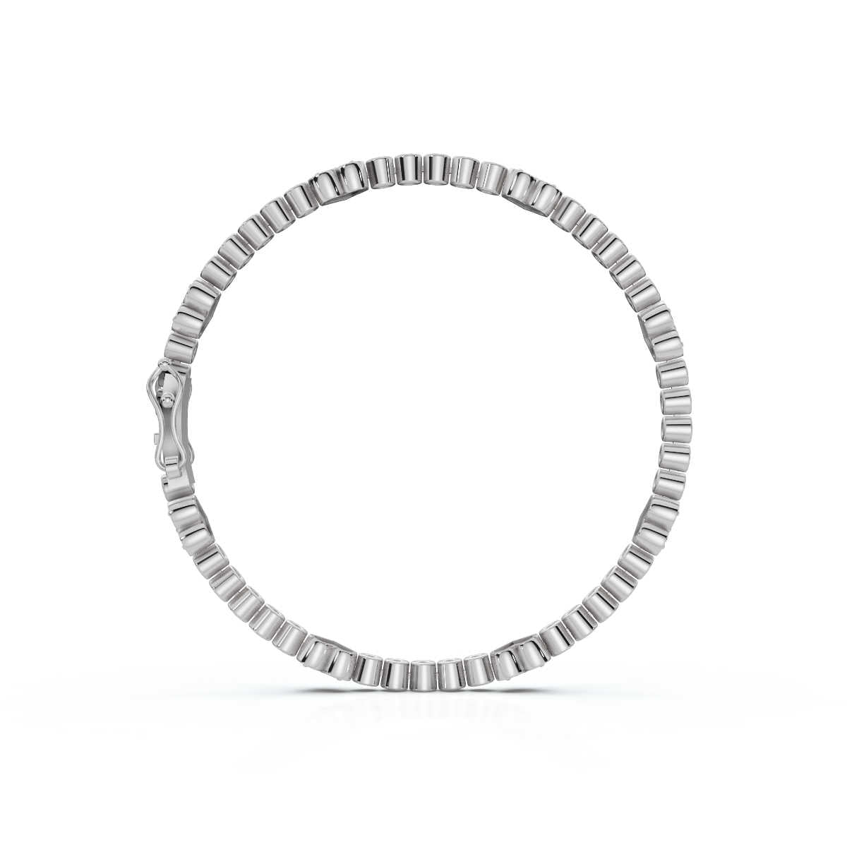 The Amour Link: 1.89 CTW Alternating Bezel & Heart Diamond Eternity Bracelet 14K-18K Gold/Platinum