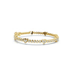 The Amour Link: 1.89 CTW Alternating Bezel & Heart Diamond Eternity Bracelet 14K-18K Gold/Platinum