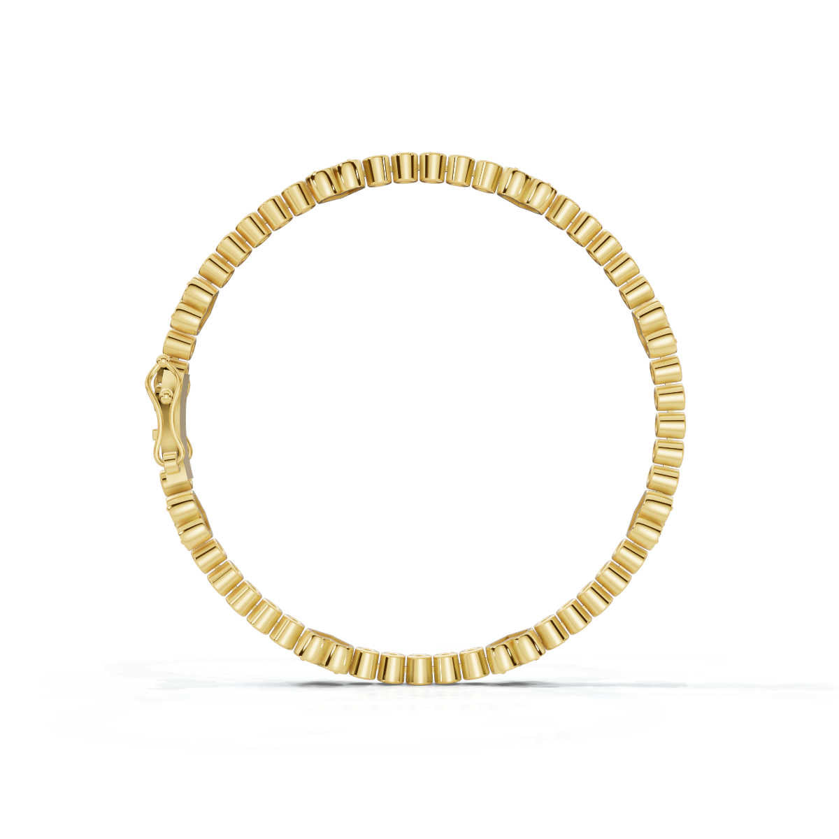 The Amour Link: 1.89 CTW Alternating Bezel & Heart Diamond Eternity Bracelet 14K-18K Gold/Platinum