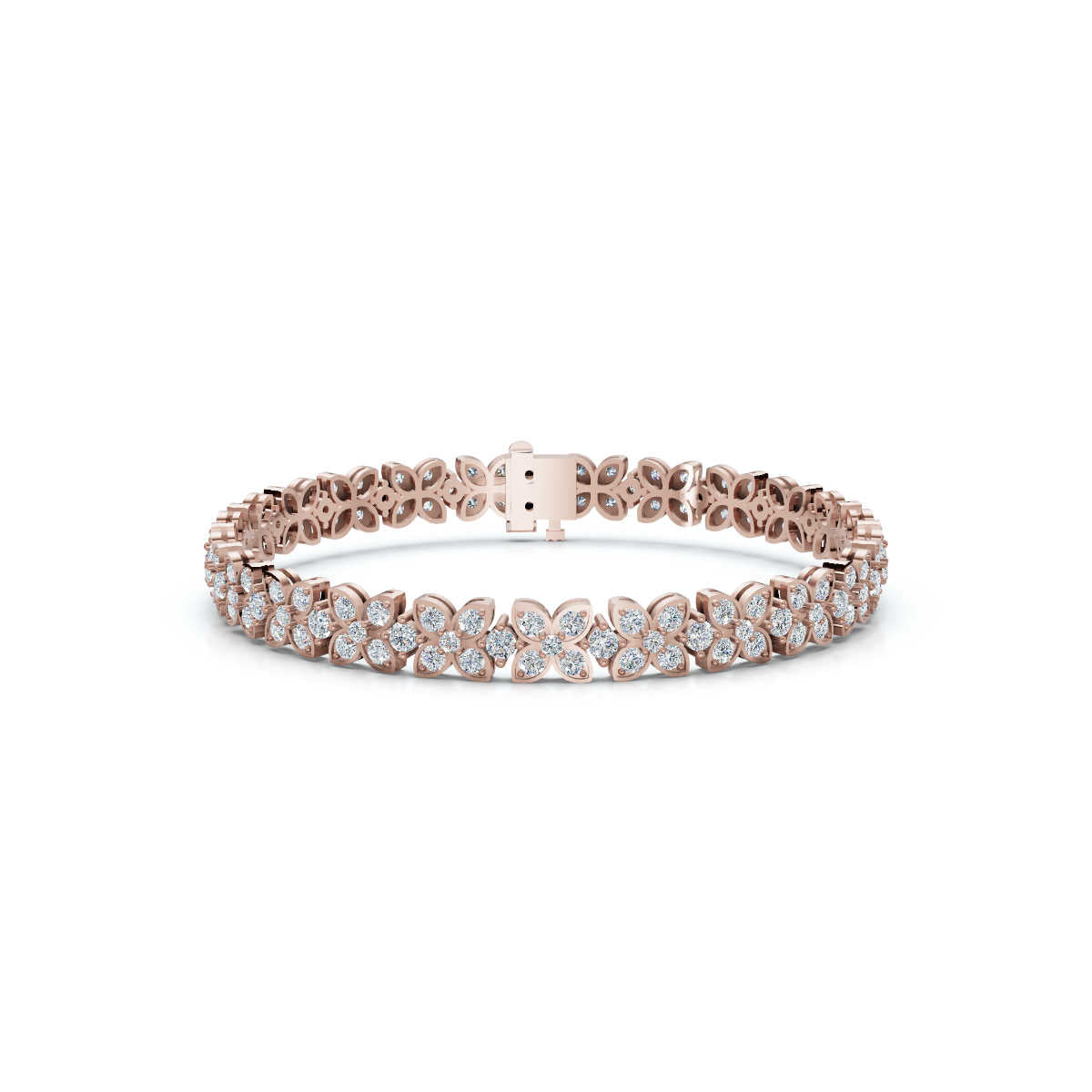 The Fleur Charm: 4.14 CTW Round Lab-Grown Diamond Repeating Blossom Bracelet Gold