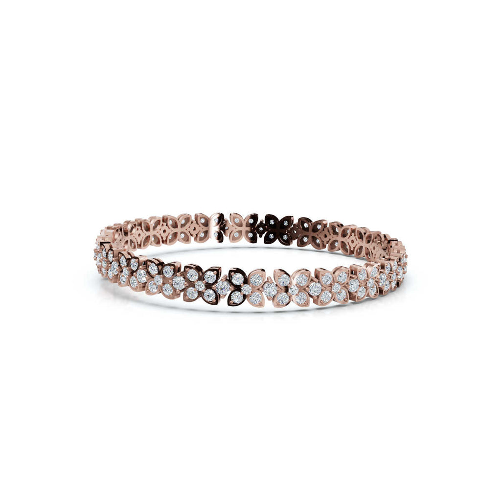 The Fleur Charm: 4.14 CTW Round Lab-Grown Diamond Repeating Blossom Bracelet Gold