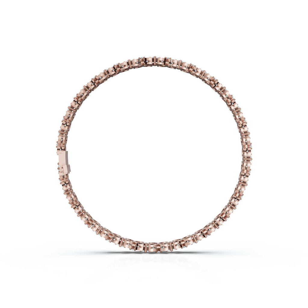 The Fleur Charm: 4.14 CTW Round Lab-Grown Diamond Repeating Blossom Bracelet Gold