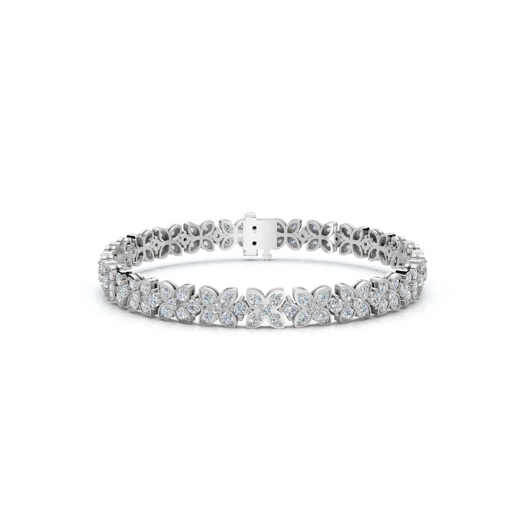 The Fleur Charm: 4.14 CTW Round Lab-Grown Diamond Repeating Blossom Bracelet Gold