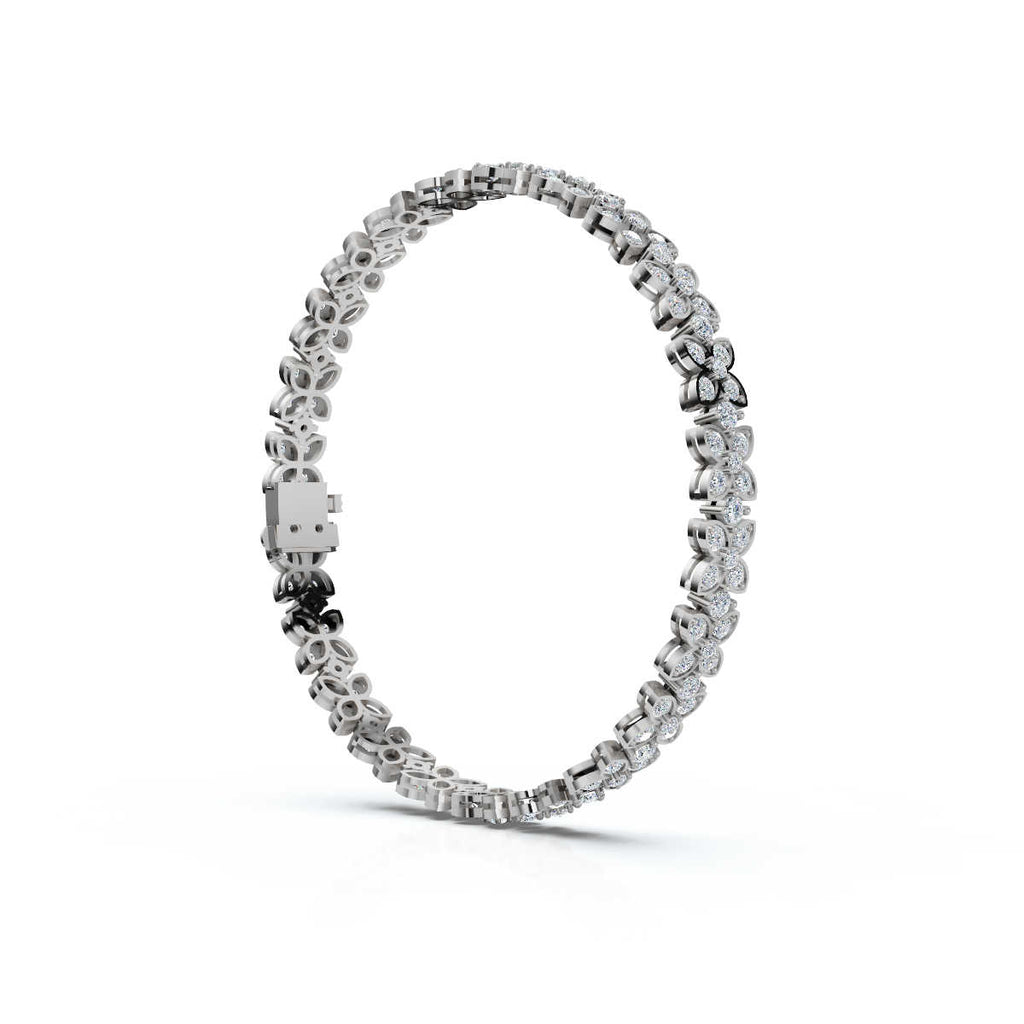 The Fleur Charm: 4.14 CTW Round Lab-Grown Diamond Repeating Blossom Bracelet Gold