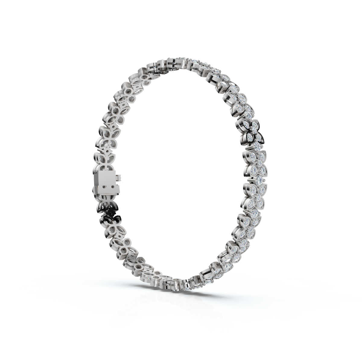 The Fleur Charm: 4.14 CTW Round Lab-Grown Diamond Repeating Blossom Bracelet Gold
