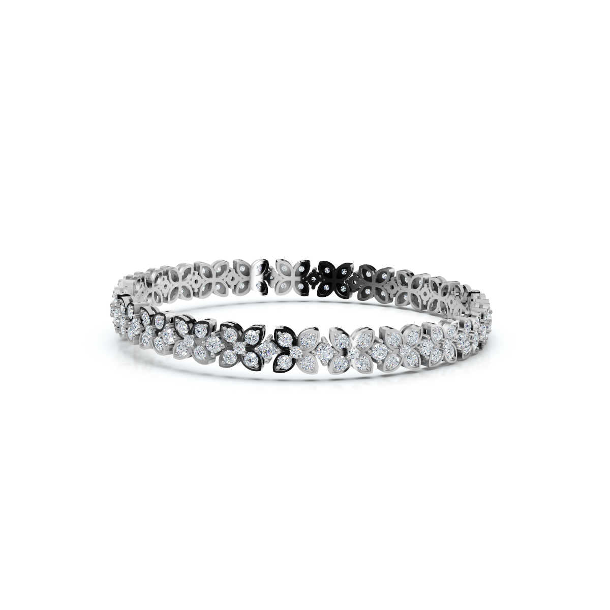 The Fleur Charm: 4.14 CTW Round Lab-Grown Diamond Repeating Blossom Bracelet Gold