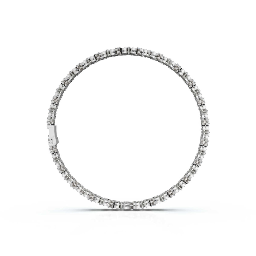 The Fleur Charm: 4.14 CTW Round Lab-Grown Diamond Repeating Blossom Bracelet Gold
