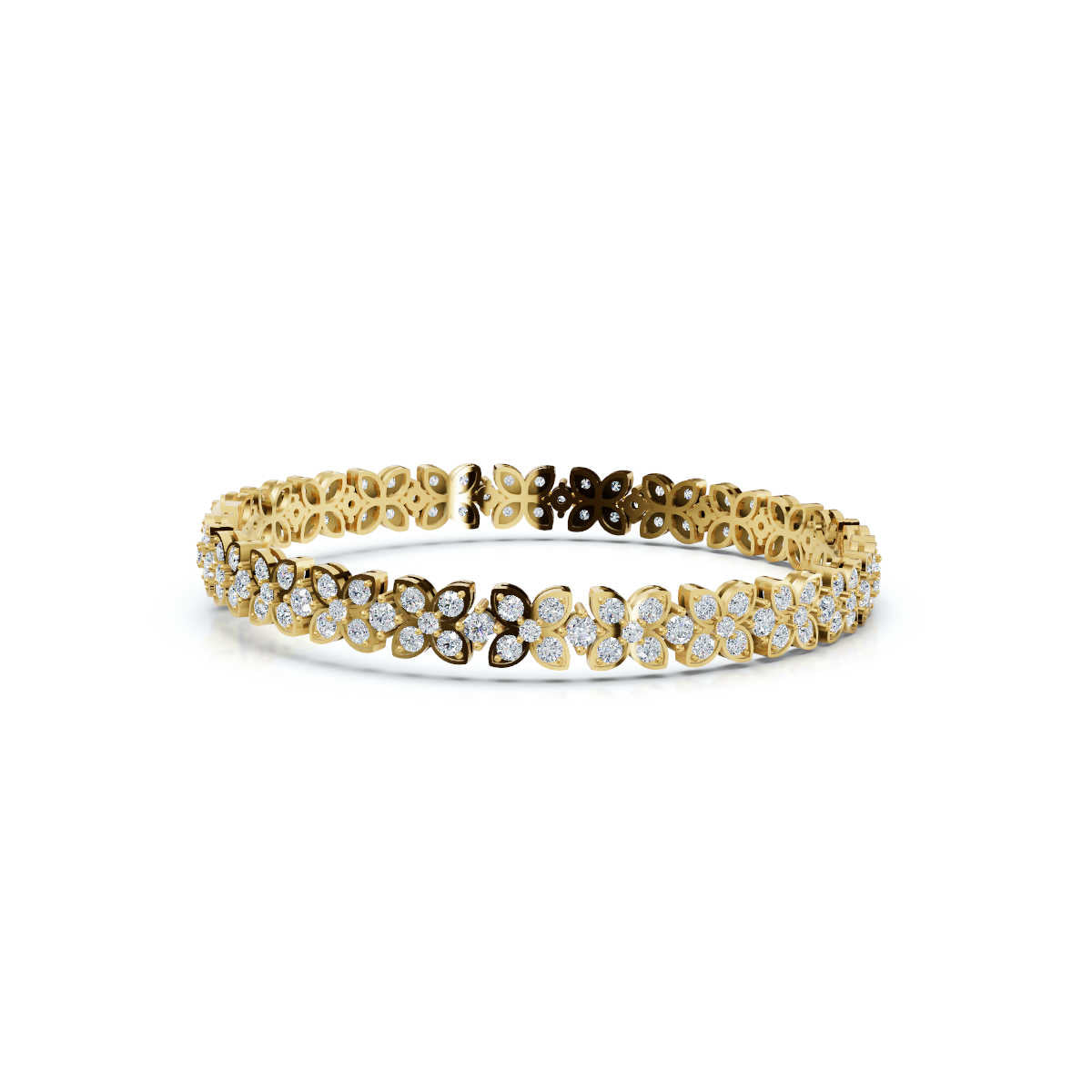 The Fleur Charm: 4.14 CTW Round Lab-Grown Diamond Repeating Blossom Bracelet Gold