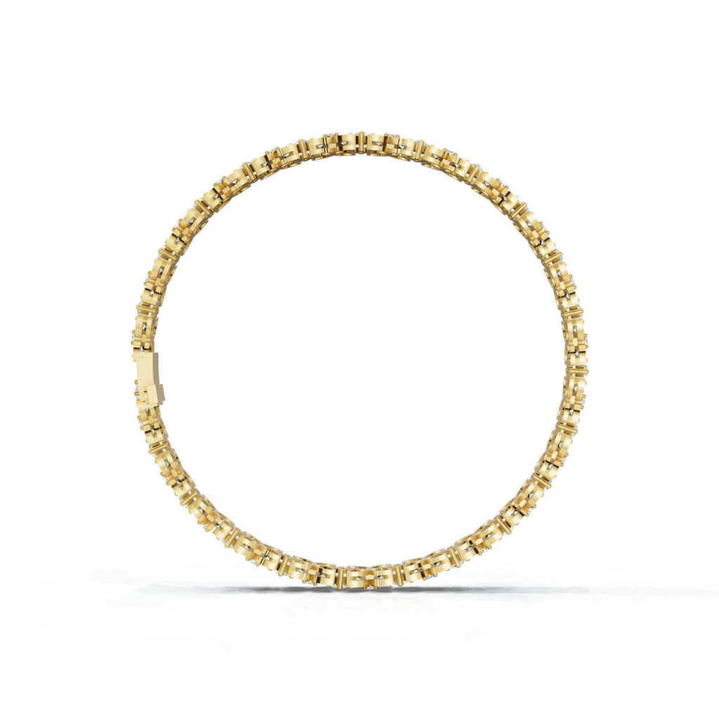 The Fleur Charm: 4.14 CTW Round Lab-Grown Diamond Repeating Blossom Bracelet Gold