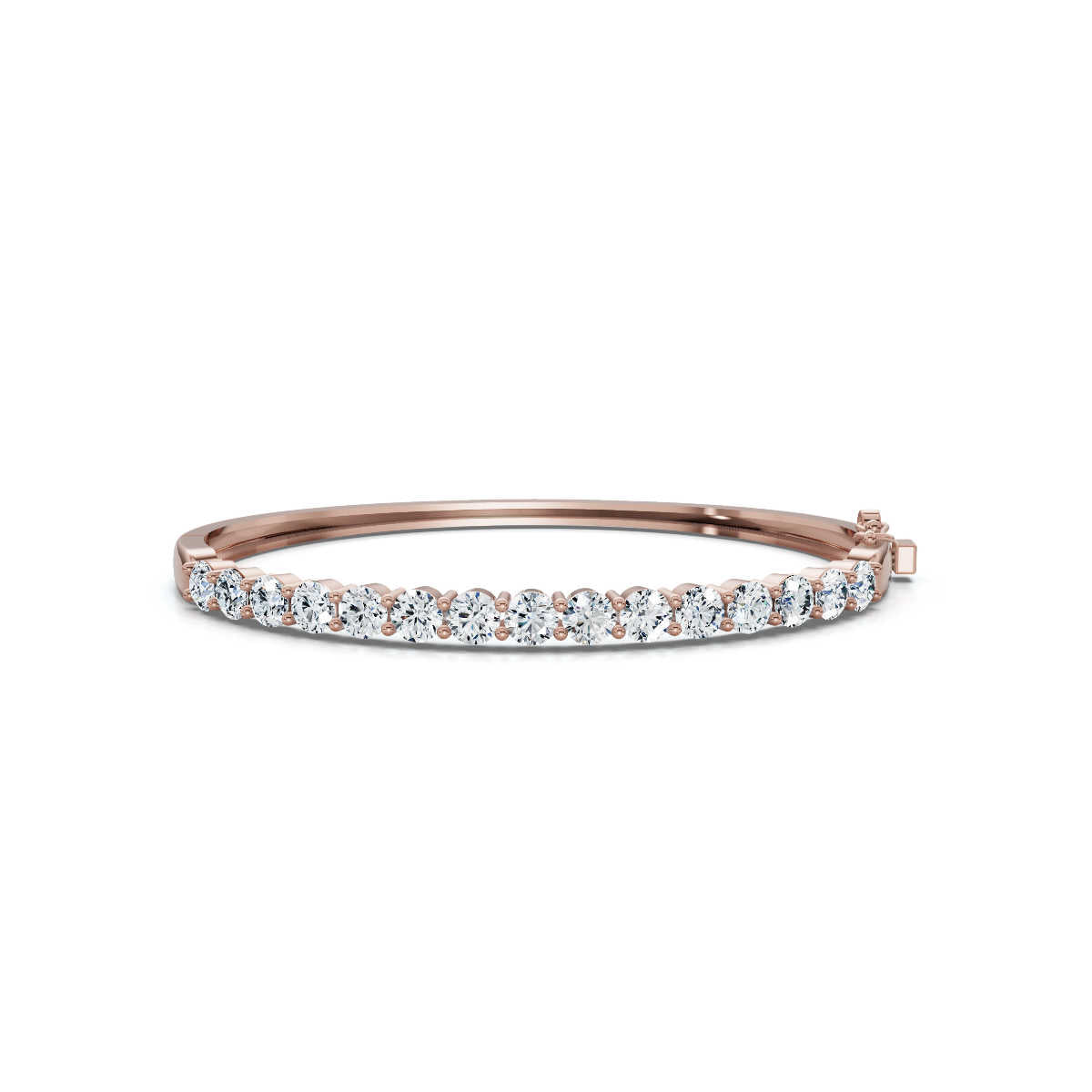 The Aurelia Bangle: 4.95 CTW Round Lab-Grown Diamond Crown Hinged Gold/Platinum Bangle