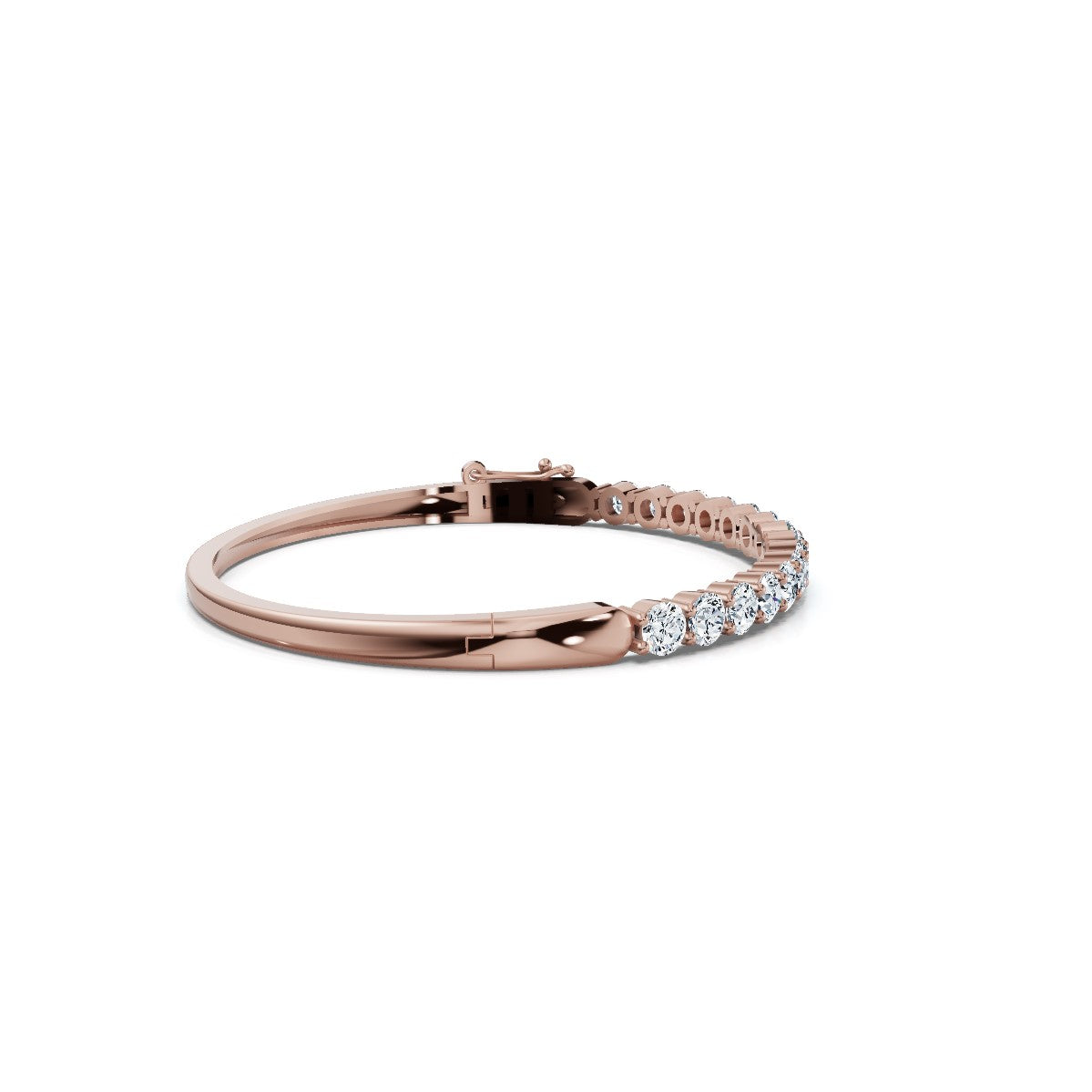 The Aurelia Bangle: 4.95 CTW Round Lab-Grown Diamond Crown Hinged Gold/Platinum Bangle