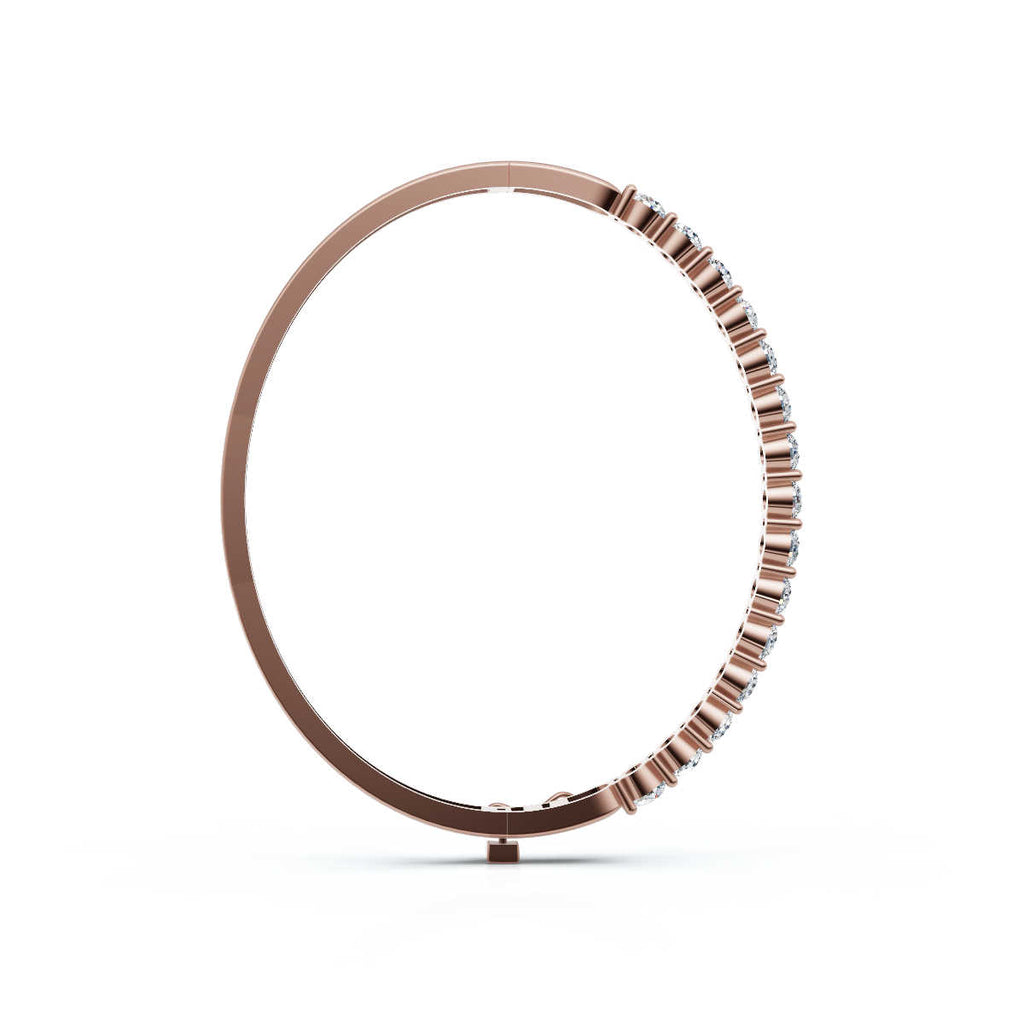 The Aurelia Bangle: 4.95 CTW Round Lab-Grown Diamond Crown Hinged Gold/Platinum Bangle