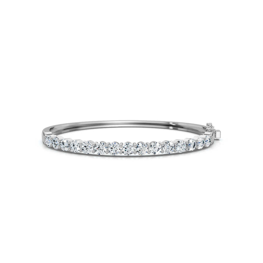 The Aurelia Bangle: 4.95 CTW Round Lab-Grown Diamond Crown Hinged Gold/Platinum Bangle