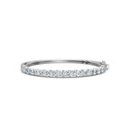 The Aurelia Bangle: 4.95 CTW Round Lab-Grown Diamond Crown Hinged Gold/Platinum Bangle