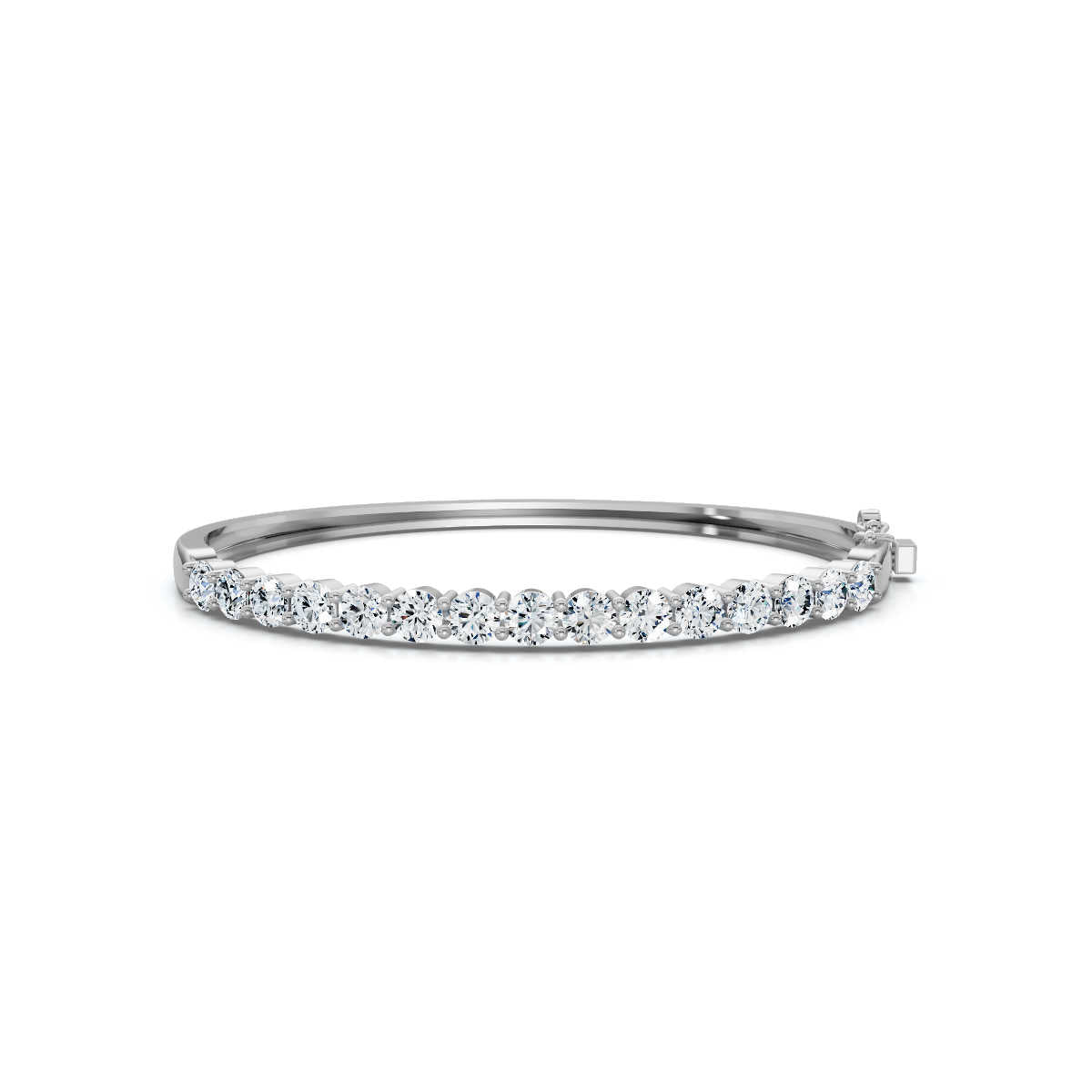 The Aurelia Bangle: 4.95 CTW Round Lab-Grown Diamond Crown Hinged Gold/Platinum Bangle