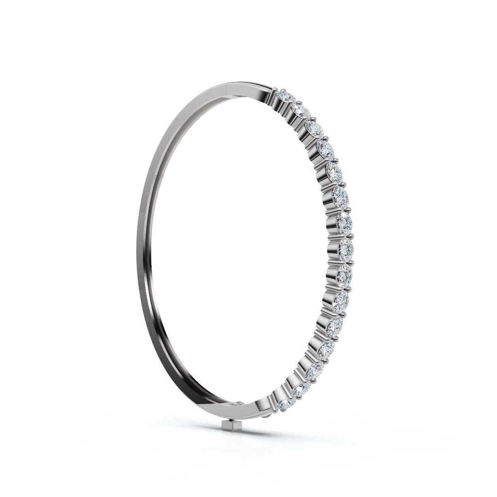 The Aurelia Bangle: 4.95 CTW Round Lab-Grown Diamond Crown Hinged Gold/Platinum Bangle