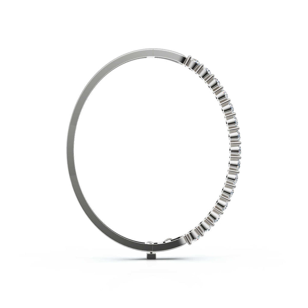 The Aurelia Bangle: 4.95 CTW Round Lab-Grown Diamond Crown Hinged Gold/Platinum Bangle