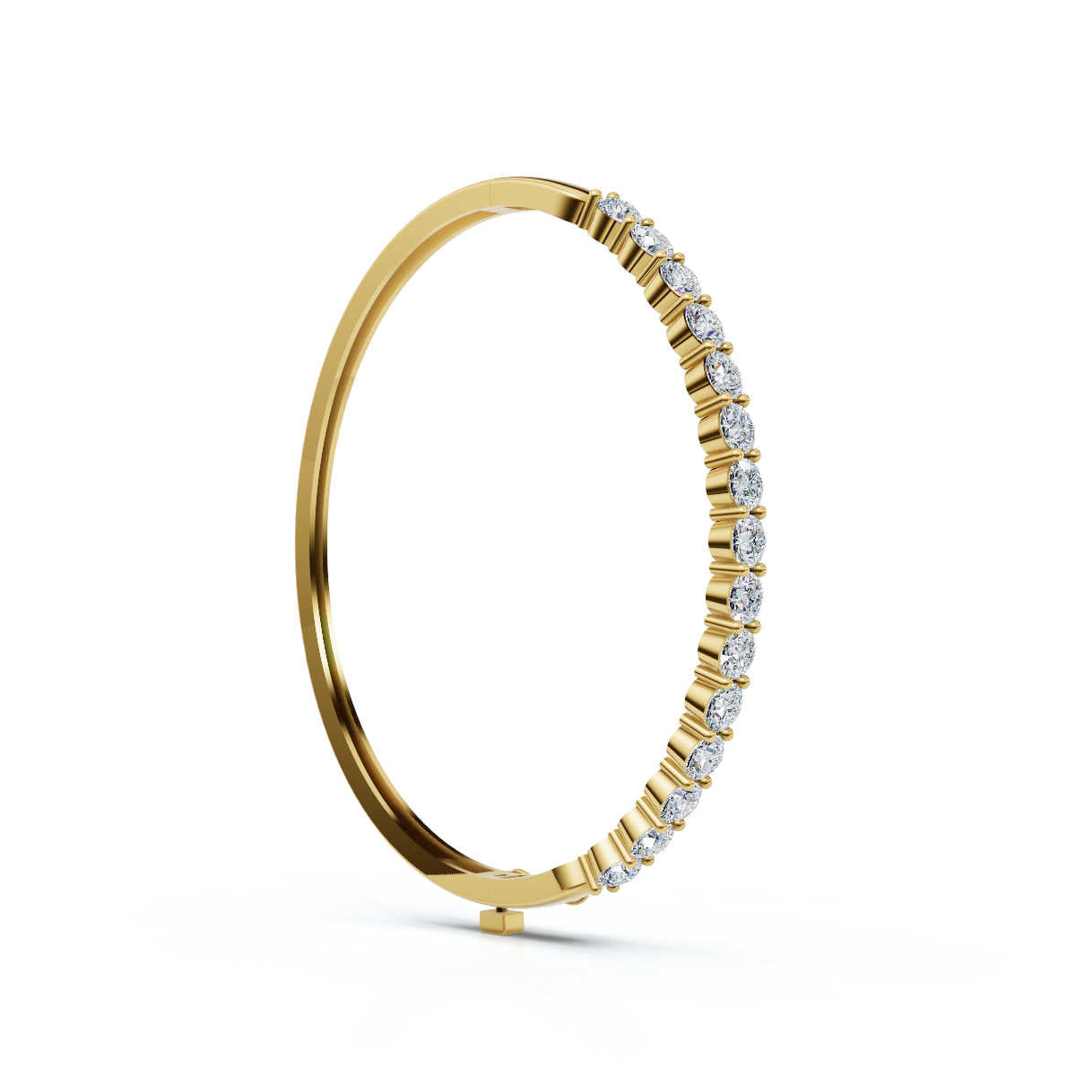 The Aurelia Bangle: 4.95 CTW Round Lab-Grown Diamond Crown Hinged Gold/Platinum Bangle