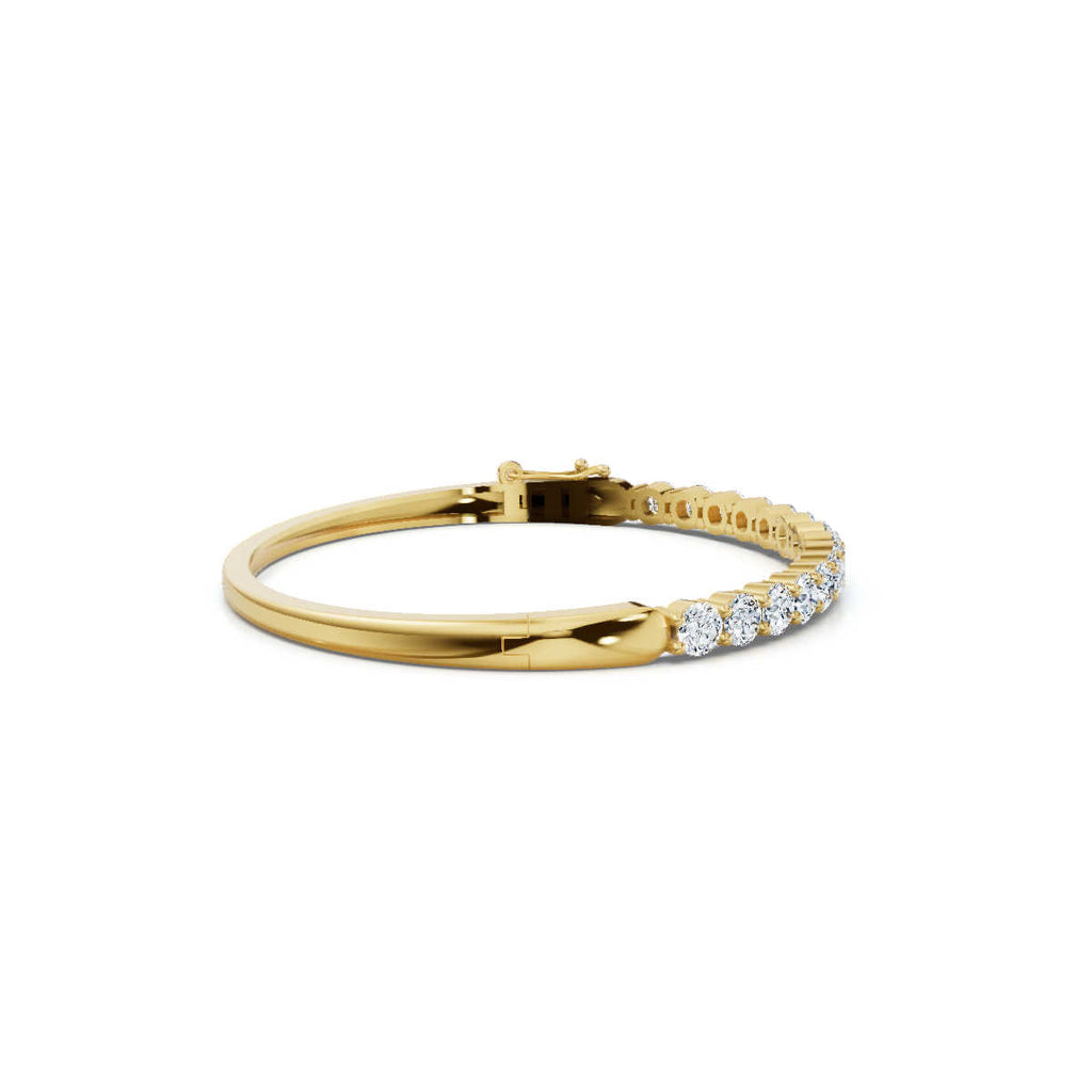 The Aurelia Bangle: 4.95 CTW Round Lab-Grown Diamond Crown Hinged Gold/Platinum Bangle