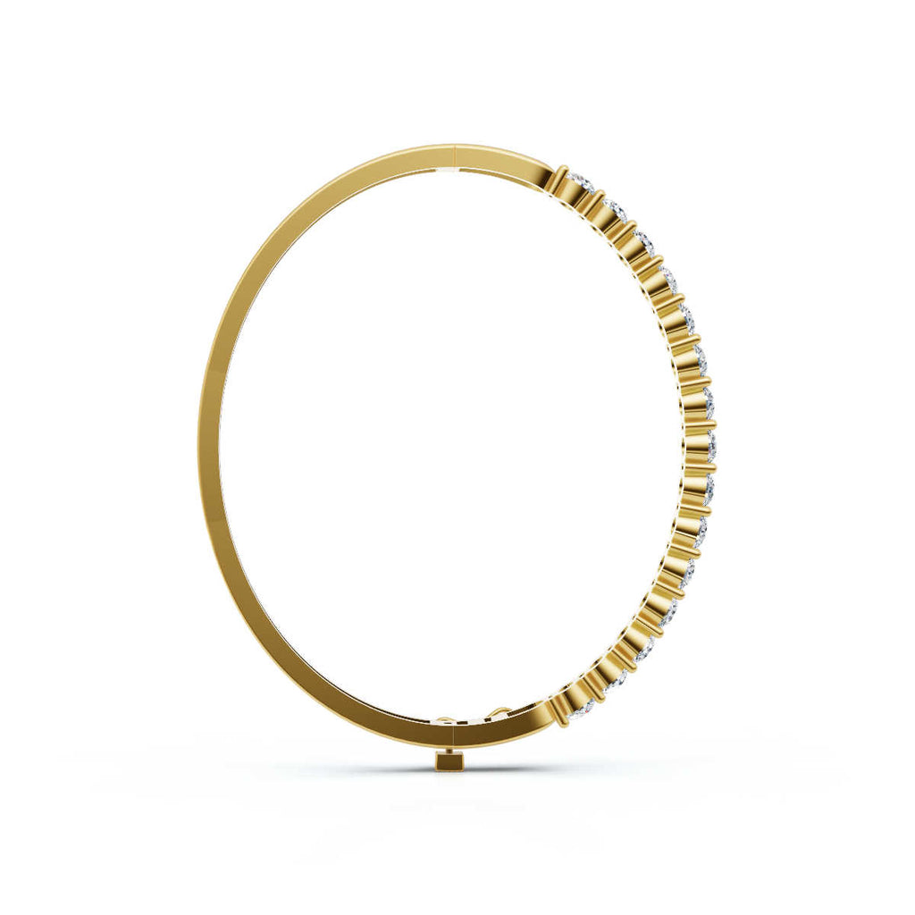 The Aurelia Bangle: 4.95 CTW Round Lab-Grown Diamond Crown Hinged Gold/Platinum Bangle