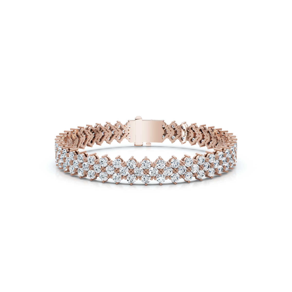 The Grand Horizon: 10.24 CTW Interlocking Double-Row Diamond Statement Bracelet 14K-18K Gold/Platinum