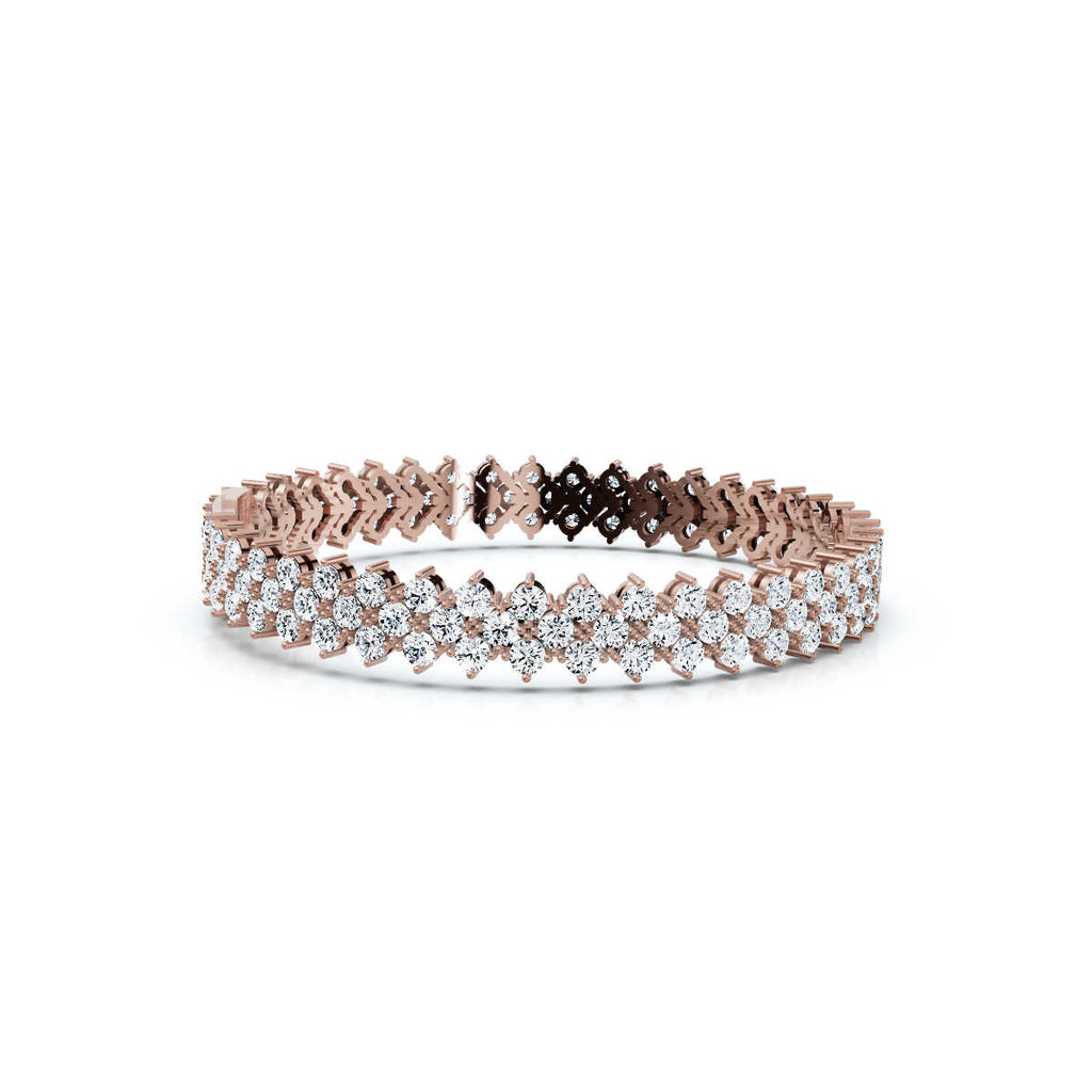 The Grand Horizon: 10.24 CTW Interlocking Double-Row Diamond Statement Bracelet 14K-18K Gold/Platinum