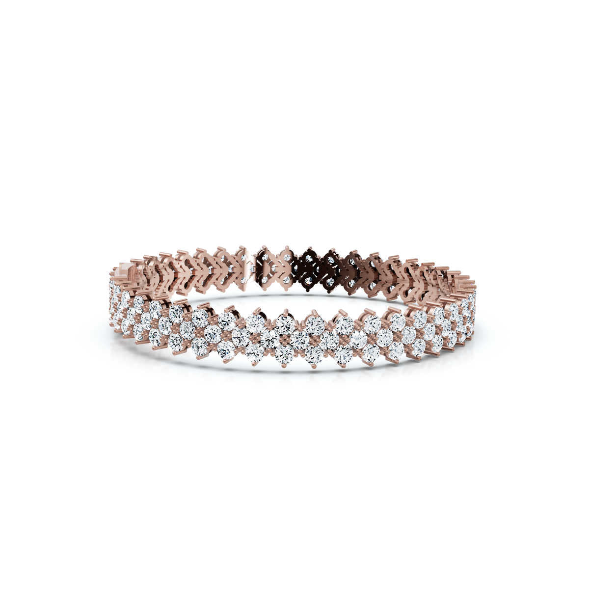 The Grand Horizon: 10.24 CTW Interlocking Double-Row Diamond Statement Bracelet 14K-18K Gold/Platinum