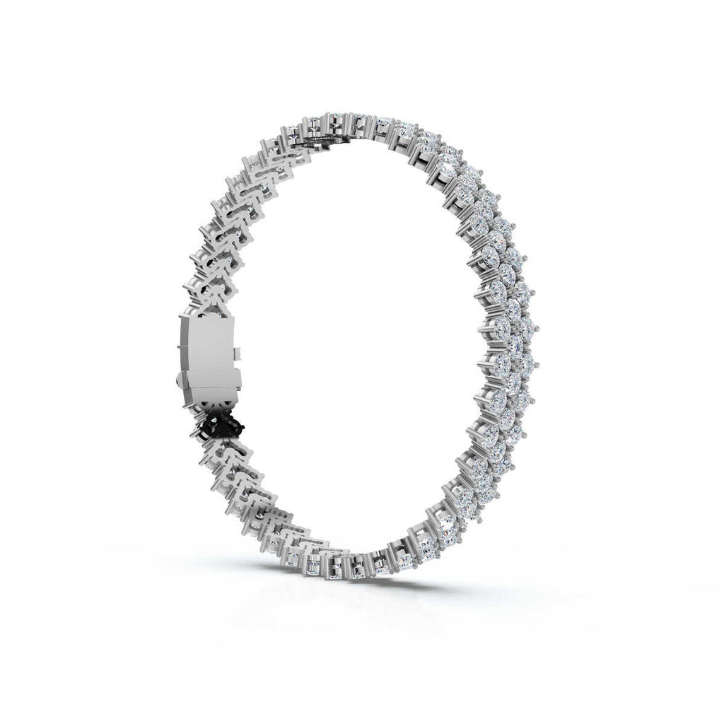 The Grand Horizon: 10.24 CTW Interlocking Double-Row Diamond Statement Bracelet 14K-18K Gold/Platinum