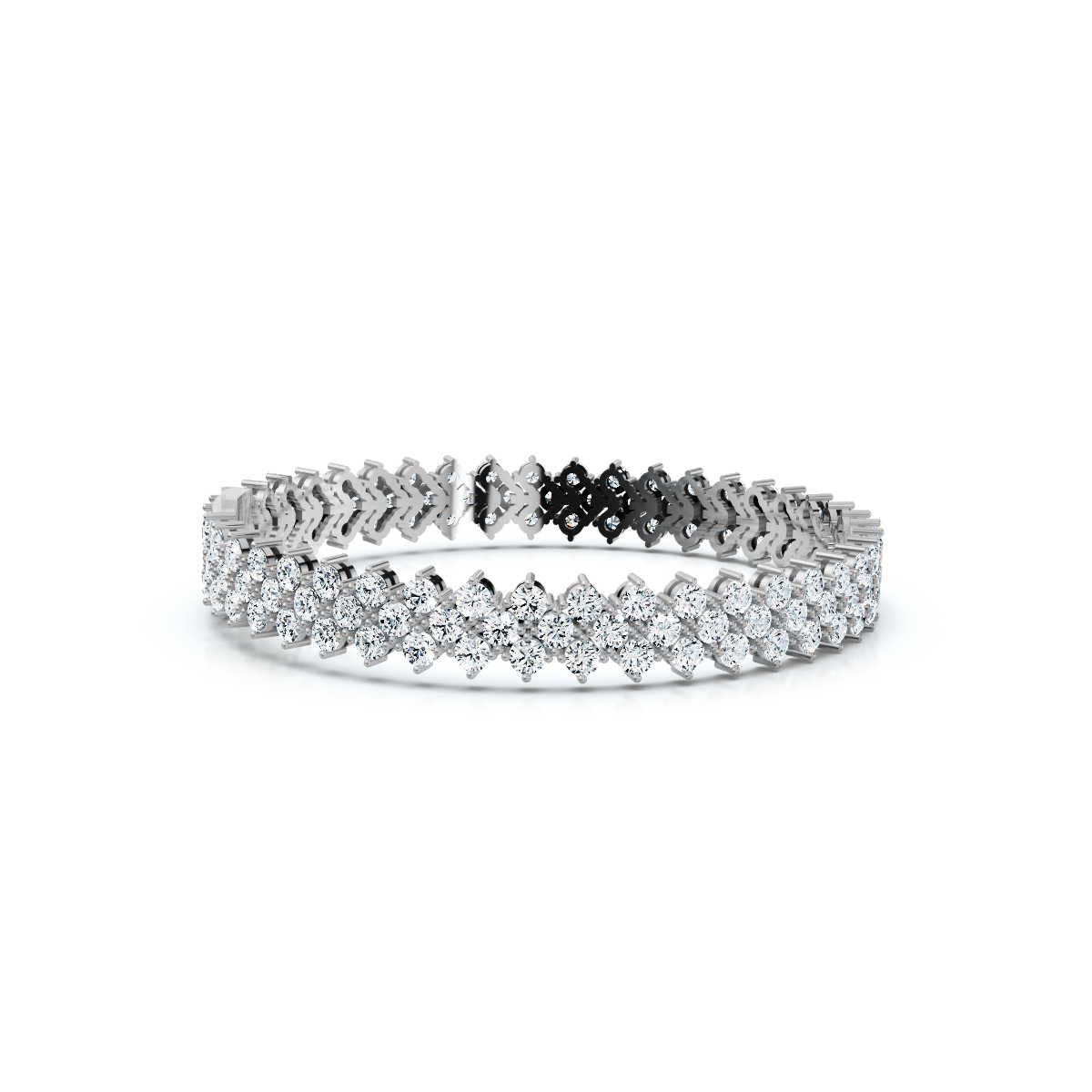 The Grand Horizon: 10.24 CTW Interlocking Double-Row Diamond Statement Bracelet 14K-18K Gold/Platinum