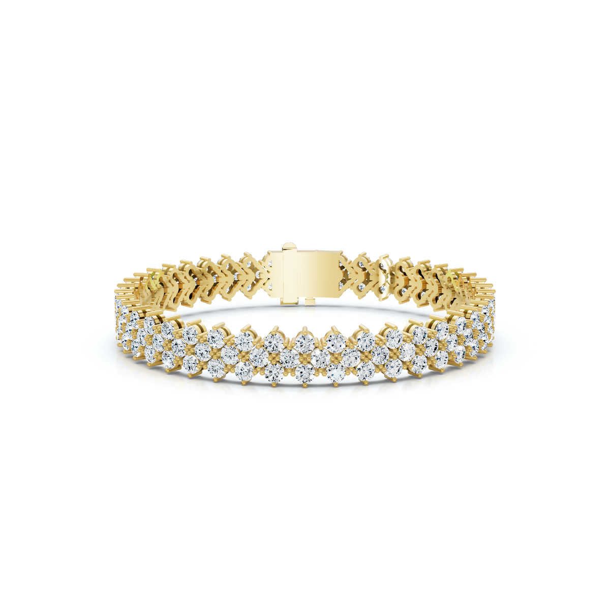 The Grand Horizon: 10.24 CTW Interlocking Double-Row Diamond Statement Bracelet 14K-18K Gold/Platinum