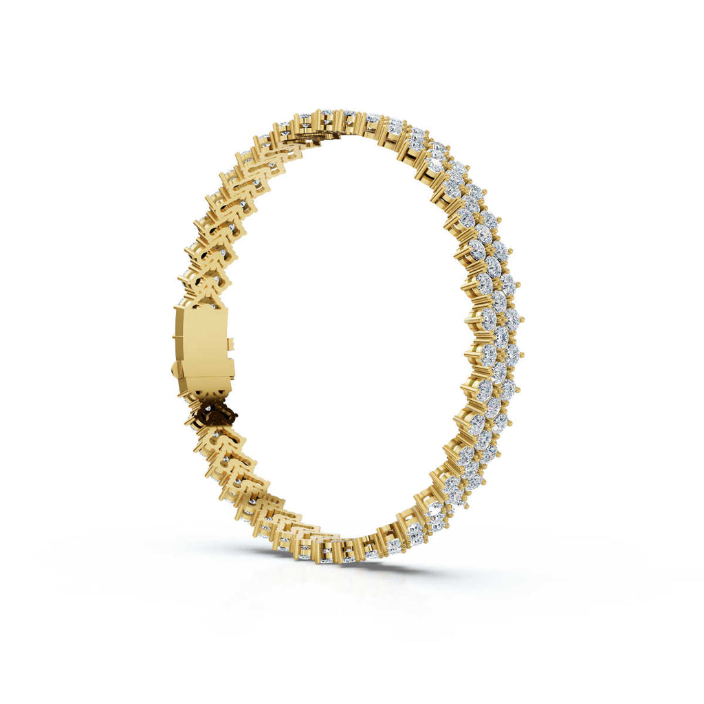 The Grand Horizon: 10.24 CTW Interlocking Double-Row Diamond Statement Bracelet 14K-18K Gold/Platinum