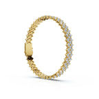 The Grand Horizon: 10.24 CTW Interlocking Double-Row Diamond Statement Bracelet 14K-18K Gold/Platinum
