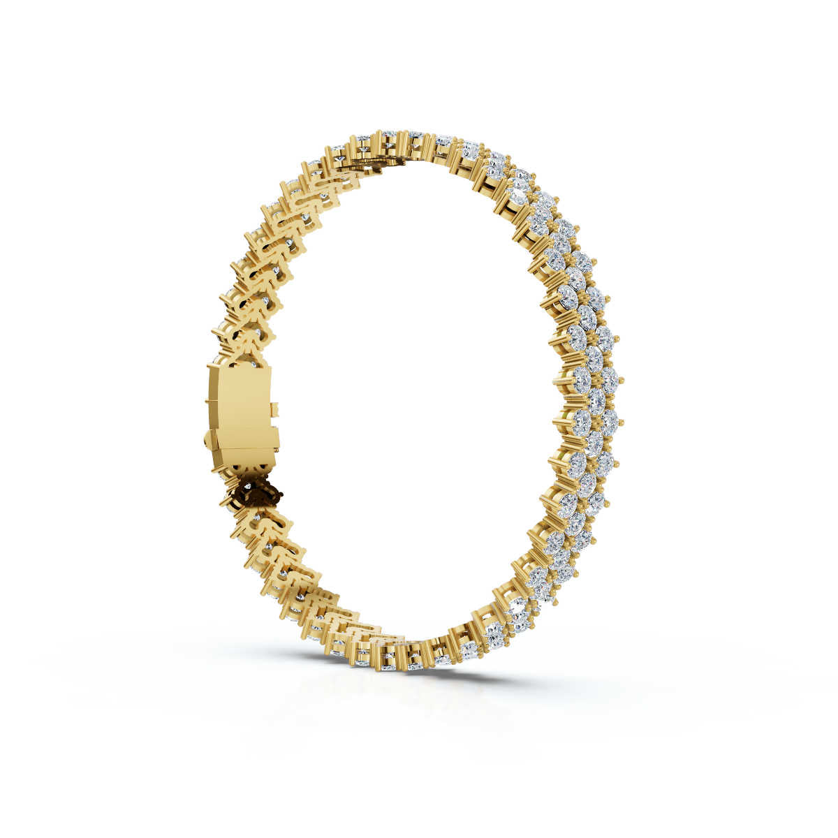 The Grand Horizon: 10.24 CTW Interlocking Double-Row Diamond Statement Bracelet 14K-18K Gold/Platinum