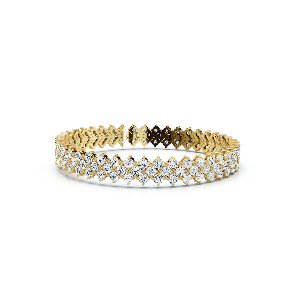 The Grand Horizon: 10.24 CTW Interlocking Double-Row Diamond Statement Bracelet 14K-18K Gold/Platinum