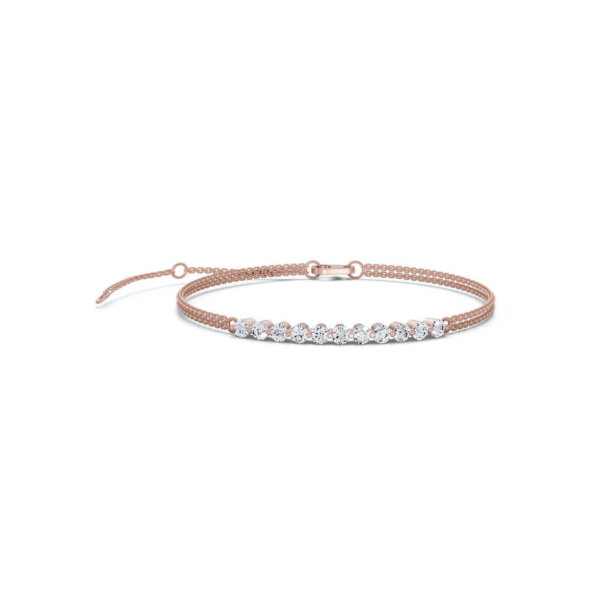 The Constellation Bar: 0.88 CTW Dual-Chain Lab-Grown Diamond Inline Bracelet Gold/Platinum